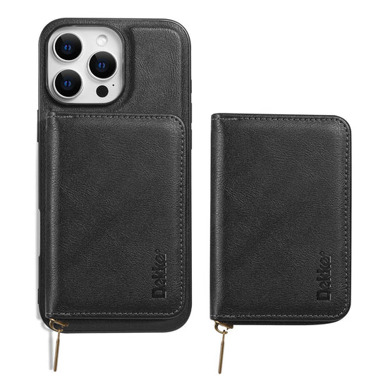 Multi-function Leather Zipper Card Case Strong Magnetic Wallet Card Holder Card Bag Case for Magsafe for iPhone 16 15 14 13 12 Pro Max Stand Cover for Samsung S25 S24 S23 Smart Phone Accessories