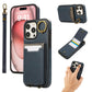 For iPhone 16ProMax 16 15 14 13 12 Leather Phone Case with Double Folding Wallet Wristband, Anti-Fall Card Slot Ring Kickstand Shockproof Business Hard Full Cover