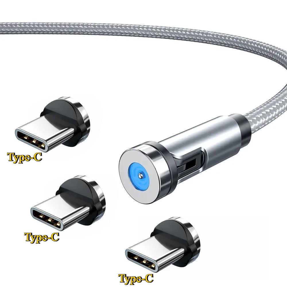 1m/2m/3m Magnetic Charging Cable 540° Rotating Magnetic Phone Charger Cable - 90° Angle Connector, Nylon-Braided Cords For iPhone For Samsung Smart Phone Accessories