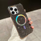 Luxury Rhinestone Glitter Plating Slim PC Strong Magnetic Phone Case For iPhone 16ProMax 15 14 13 Hard Support Wireless Charging Full Cover