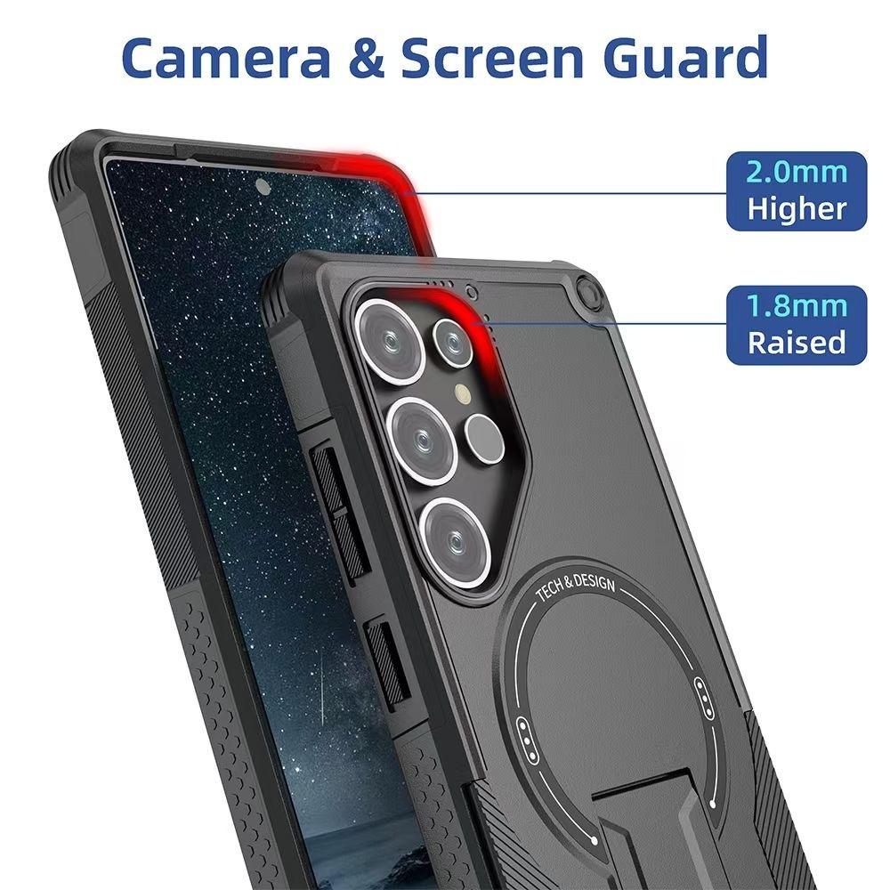 Anti-Dust Anti-Fall Heavy Duty Protection Shockproof Magnetic Phone Case With Kickstand for Samsung S25Ultra S24 A06 A05 A16 A15 A14 A25 A25 A35 A36 A55 A54 Bumper Matte Hard Cover