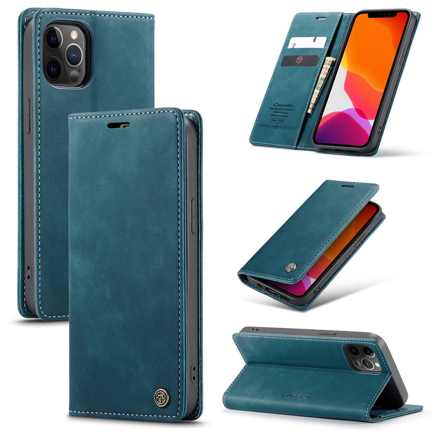 For iPhone 16ProMax 16 15 14 13 12 11 X/XS XR XSMax Case With Card Holder, Matte Wallet Case For Women Men, Durable Faux Leather Kickstand Magnetic Clasp Shockproof Phone Case