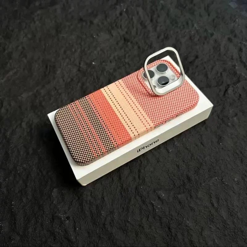 Carbon Fiber Matte Strong Magnetic Camera Kickstand Hardware Shockproof Phone Case For iPhone 16ProMax 15 14 13 Support Wireless Charging Hard Full Cover