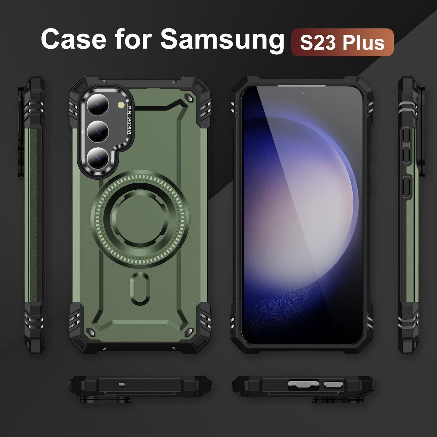 Anti-Dust Four Corner Anti-Fall Heavy Duty Protection Shockproof Strong Magnetic Phone Case With Camera Kickstand for Samsung S25Ultra S24 S23FE S23 A16 A36 A26 A56 A55 A54 Hard Full Cover