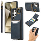 For Samsung S25Ultra S24 S23 S22 A16 A15 A35 A55 Leather Phone Case with Double Folding Wallet Wristband, Anti-Fall Card Slot Ring Kickstand Shockproof Business Hard Full Cover