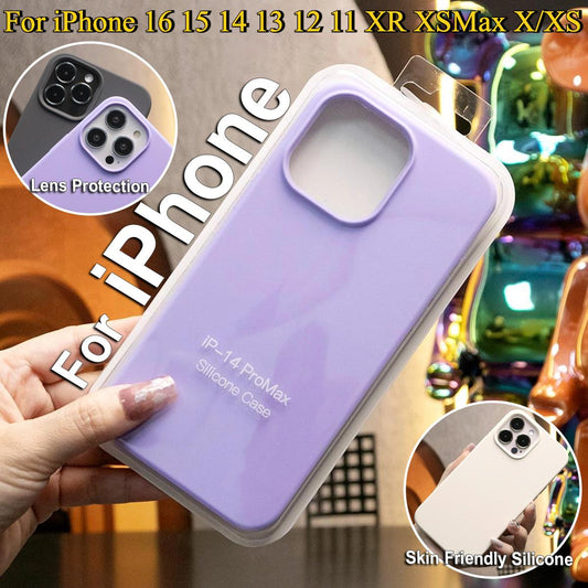 Popular Elegant Anti-Fall Shockproof Liquid Silicone Phone Case For iPhone 16 15 14 13 12 11 XR XSMax X/XS Phone Accessories
