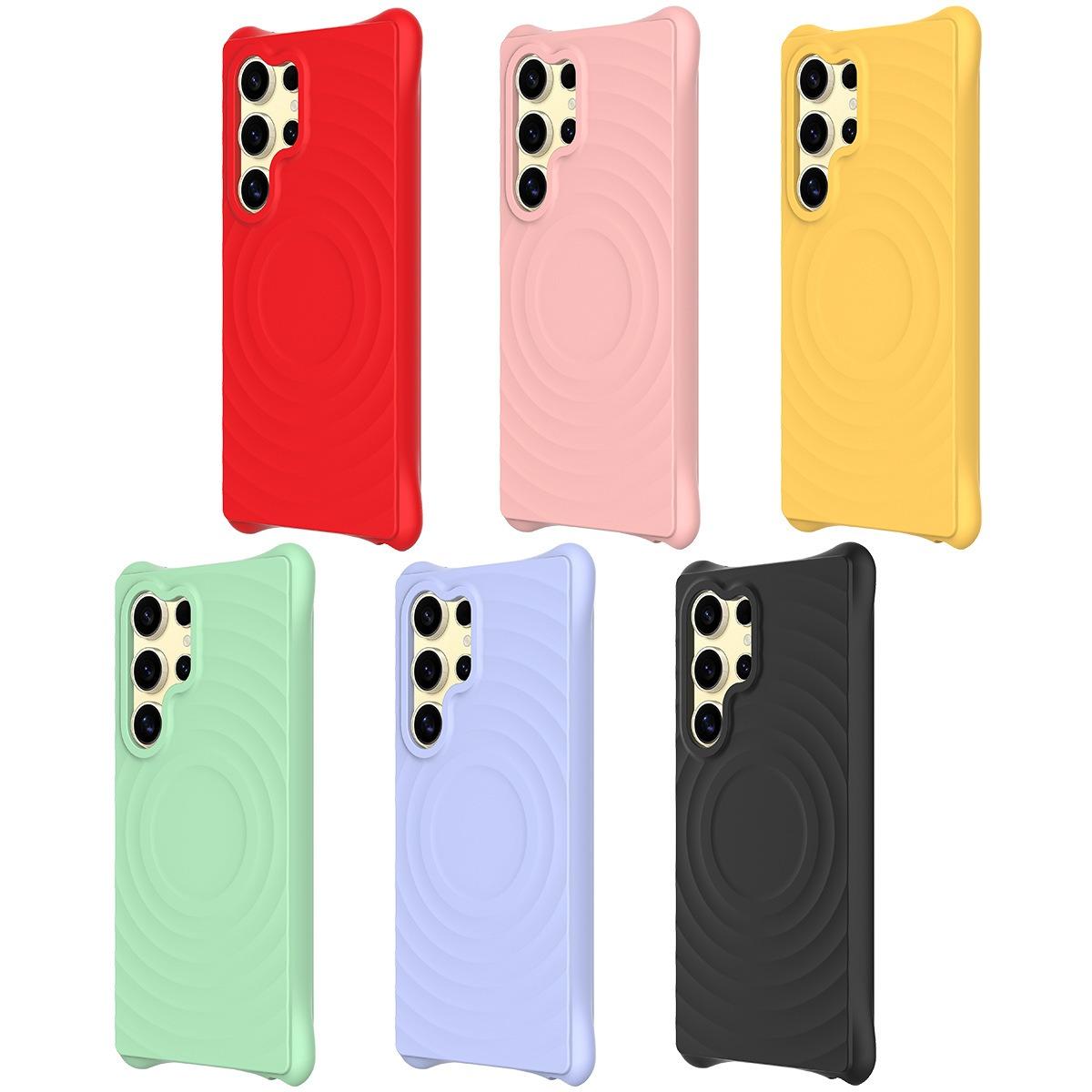 Matte Ripple Pattern Magnetic Phone Case For Samsung S25Ultra S25 S24FE S24 S23 Skin Feel Heavy Duty Protection Bumper Shockproof Soft Full Cover
