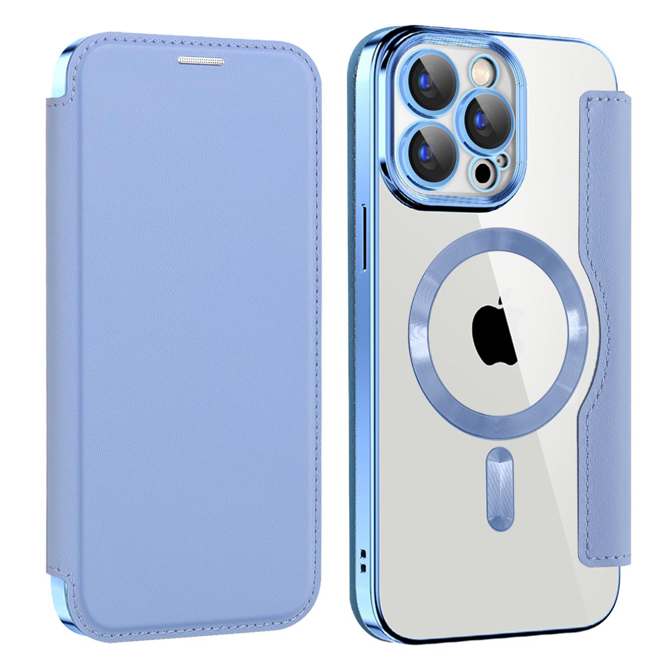 Wireless Charge Case for iPhone 16 15 14 13 Pro Max Magnetic Shockproof Flip Leather Shell Card Slot Hard PC Back Cover