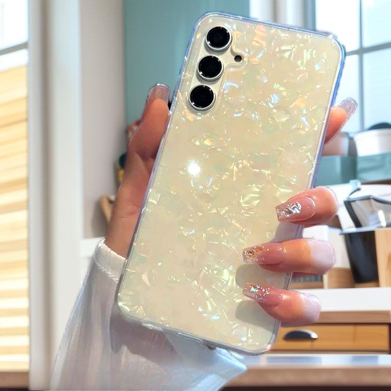 For Samsung S25Ultra S25 S24 S23 S22 S21 Note20 A16 A15 A14 A25 A24 A35 A34 A54 A55 Phone Case, Luxury Pearl Shell Pattern Acrylic Slim, Full Camera Protection Non-Yellowing Hard Cover
