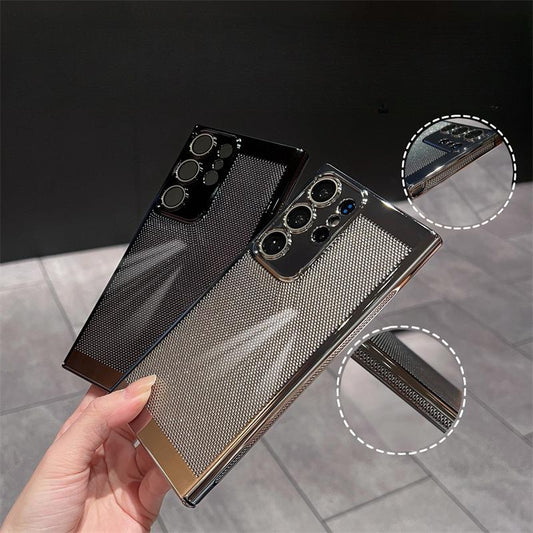 Ultra Slim Plating PC with Len Protector Cooling Phone Case For Samsung S25Ultra S24 S23 S22 S21 Note20 Shockproof Hard Full Cover