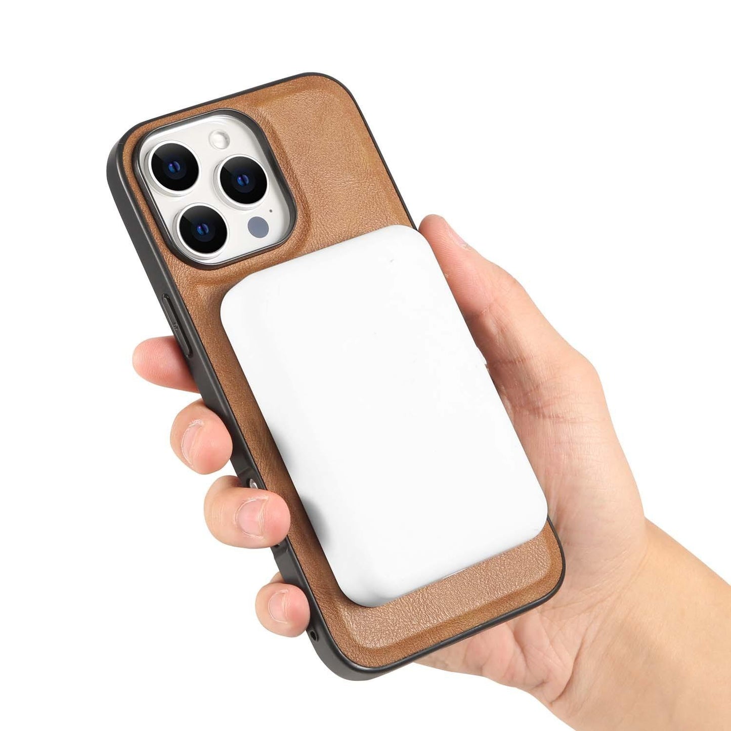 For iPhone 16ProMax 16 15 14 13 12 Leather Phone Case with Strong Magnetic, Anti-Fall for Magsafe Shockproof Business Hard Full Cover