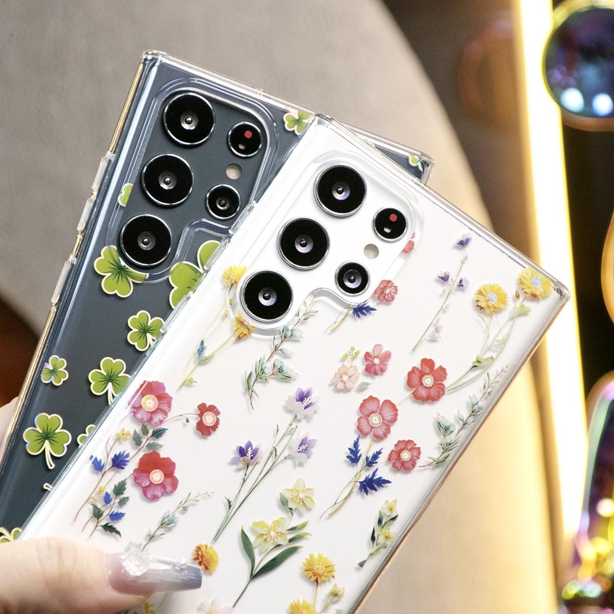 Luxury Clear Elegant Shockproof Acrylic Hard Phone Case For iPhone 16 15 14 13 12 11 With Flowers, Glitter Plating Floral Design Hard Back Cover Phone Case