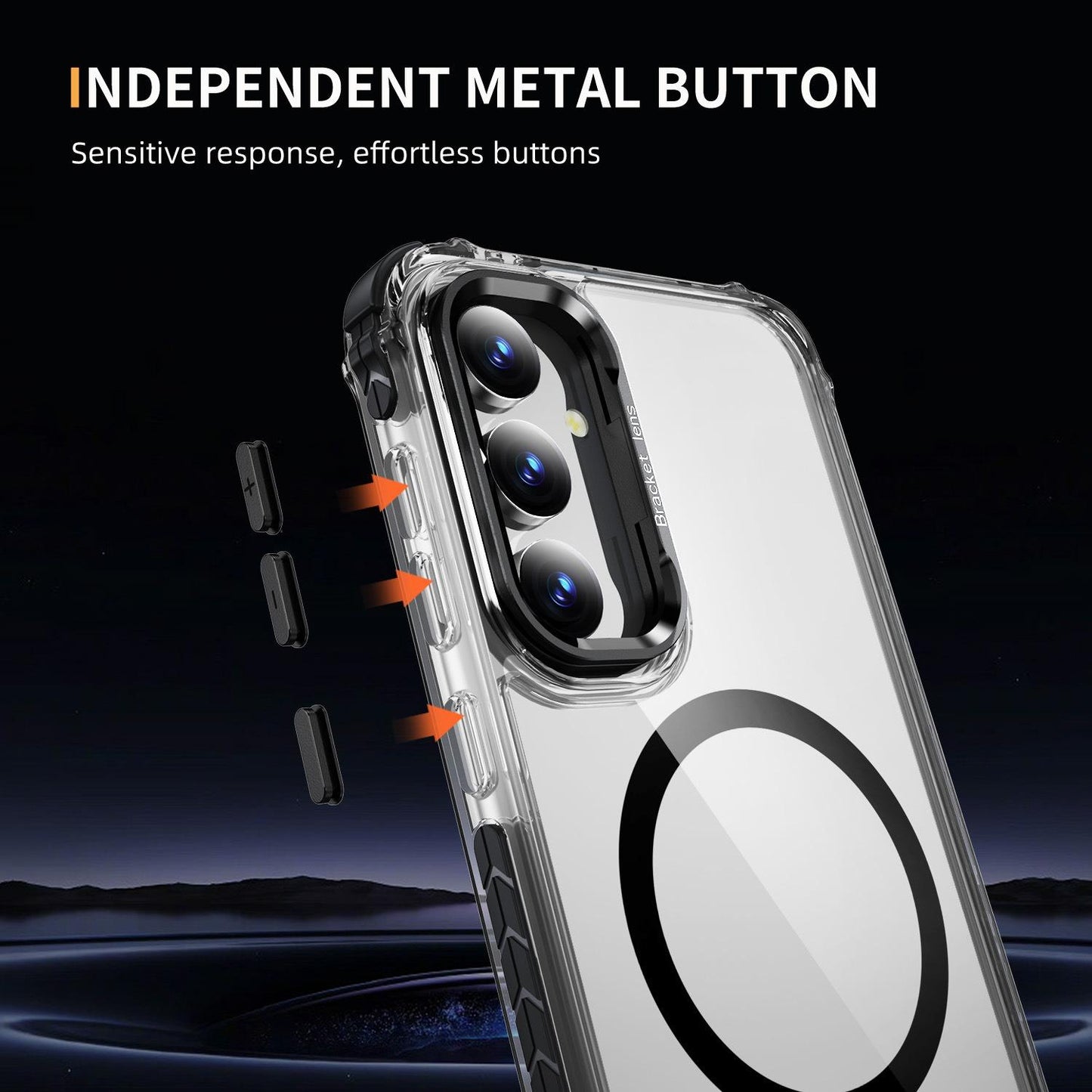 HD Transparent Anti-Dust Four Corner Anti-Fall Bumper Shockproof Strong Magnetic Phone Case With Metal Camera Kickstand for Samsung S25Ultra S24 S23FE S23 A14 A15 A25 A35 A54 A55