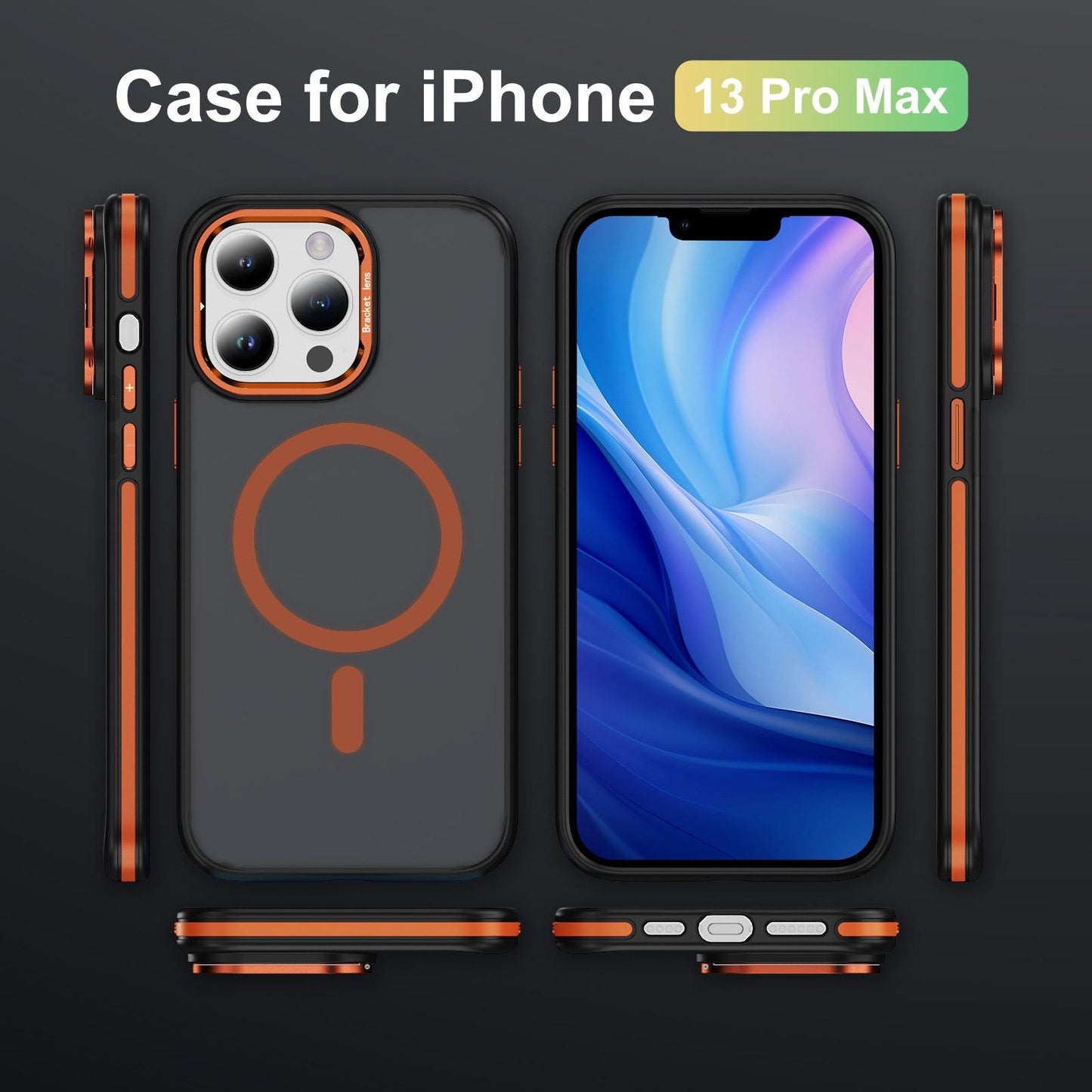Two-Tone Matte Transparent Anti-Dust Anti-Fall Bumper Shockproof Strong Magnetic Phone Case With Metal Camera Kickstand for iPhone 16ProMax 16 15 14 13 12 11 XR Bumper Hard Cover