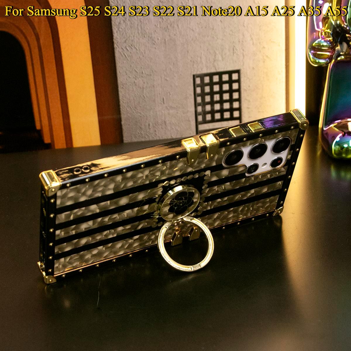 Luxury Glitter Dazzling Phantom Flower Cover Plating Phone Case For Samsung S25 S24 S23 S22 S21 Note20 A15 A25 A35 A55