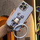 For iPhone 16 15 14 13 12 11 XR XSMax X/XS Phone Case, Candy Bear Kickstand with Silicone Bracelet, Plating Electroplate Luxury Elegant Case Camera Protector Pop Stand Shockproof Soft Cover
