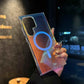 Gradient Laser Glitter Strong Magnetic HD Transparent PC Slim Phone Case For Samsung S25Ultra S25 S24 S23 Shockproof Hard Full Cover