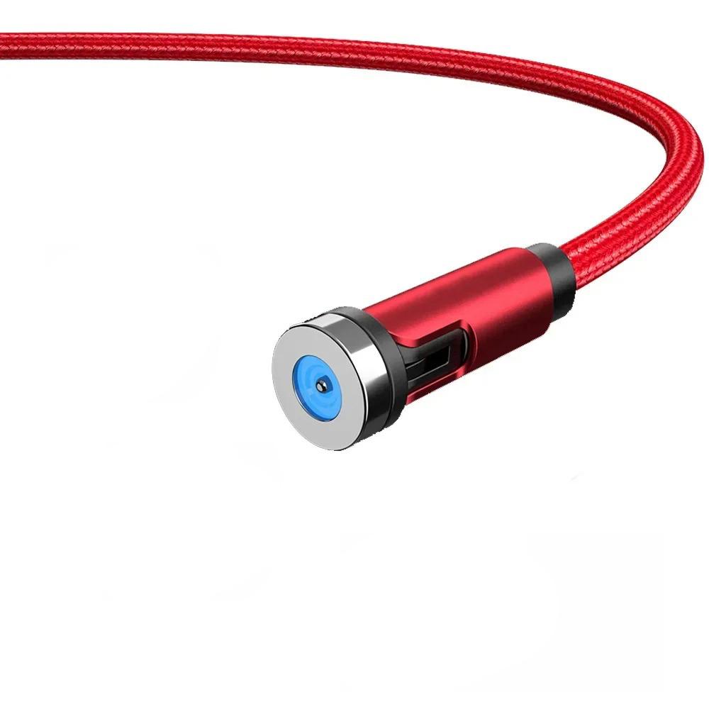 1m/2m/3m Magnetic Charging Cable 540° Rotating Magnetic Phone Charger Cable - 90° Angle Connector, Nylon-Braided Cords For iPhone For Samsung Smart Phone Accessories