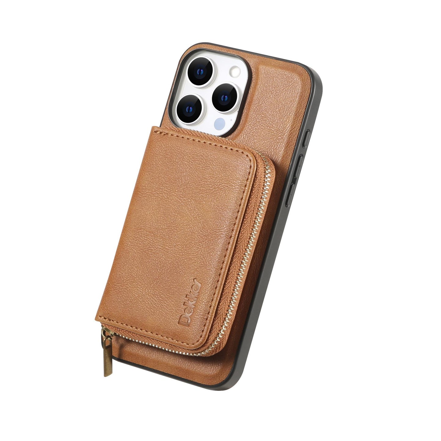 Multi-function Leather Zipper Card Case Strong Magnetic Wallet Card Holder Card Bag Case for Magsafe for iPhone 16 15 14 13 12 Pro Max Stand Cover for Samsung S25 S24 S23 Smart Phone Accessories
