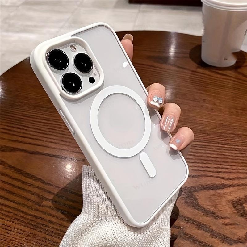 Retro Matte Transparent Magnetic Wireless Charging Compatible Case For iPhone 16 15 14 13 12 Pro Max - Shockproof PC Acrylic Hard Phone Cover