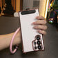 Electroplated Four Corners Anti-fall Transparent Hard PC Phone Case With Multifunctional Wristband For Samsung S25Ultra S25 S24FE S24Ultra S24 S22 S21 Note20, Full Cover with Camera Protector