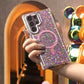 Glitter Glitter Transparent Strong Magnetic For Magsafe Phone Case For Samsung S25Ultra S25+ S25 S24 S23 A14 A15 A16 A24 A25 A34 A35 A54 A55 Metal Frame Shockproof Bumper Acrylic Hard Cover