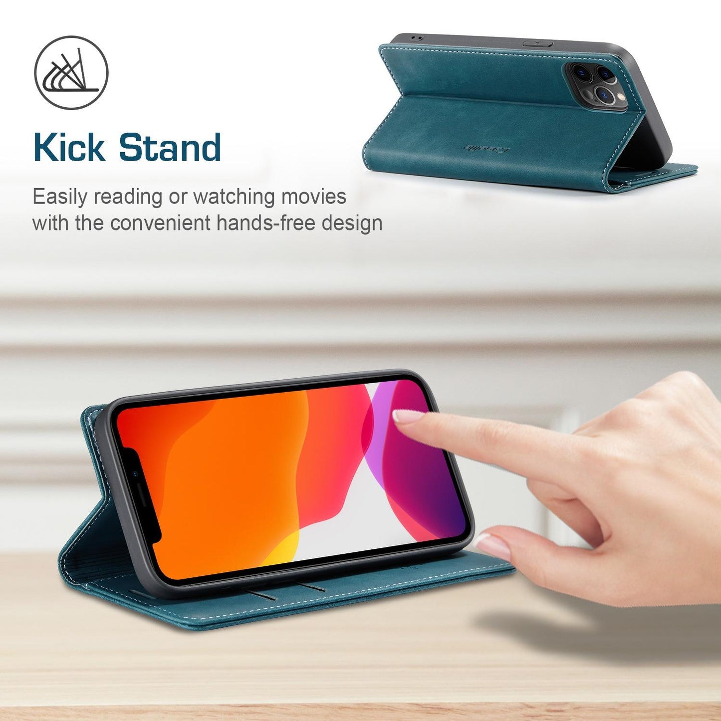 For iPhone 16ProMax 16 15 14 13 12 11 X/XS XR XSMax Case With Card Holder, Matte Wallet Case For Women Men, Durable Faux Leather Kickstand Magnetic Clasp Shockproof Phone Case