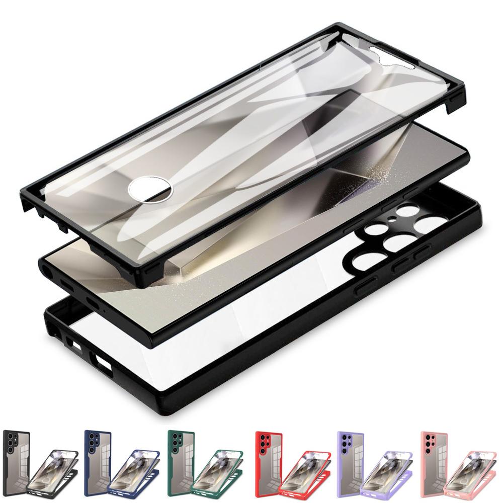 For Samsung S25Ultra S25 S24 S23 S22 S21FE A16 A26 A36 A56 Phone Case, Double Side 360 Full Protection, HD PET Screen Protector Acrylic Shockproof Hand Feel Hard Full Cover
