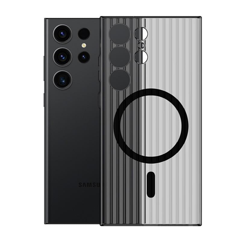Corrugated Grille Magnetic Hard Polycarbonate Ultra-Thin Light Phone Case for Samsung S25Ultra S24 S23 Matte Frozen Fog Thin High Transparency Full Cover