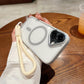 Colorful Crystal High Definition Clear Magnetic Phone Case with Woven Wristband For iPhone 16ProMax 16 15 14 13 12 11 Pro Max Plus Transparent HD Len Protection Hard Full Cover