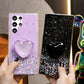 Glitter Star Sequin Crystal Love Heart Stand Phone Case For Samsung Galaxy S25 S25Plus S25Ultra S24 S24FE S24Plus S24Ultra Clear Soft TPU Back Cover