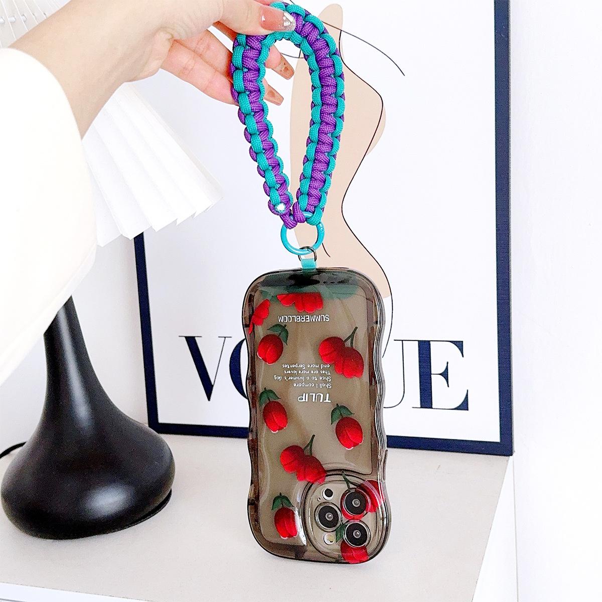 Braided Rope Keychain Wrist Rope with Colorful Pad Phone Case Anti-lost Rope Strap Key Ring Tactical Survival Tool Backpack Buckle
