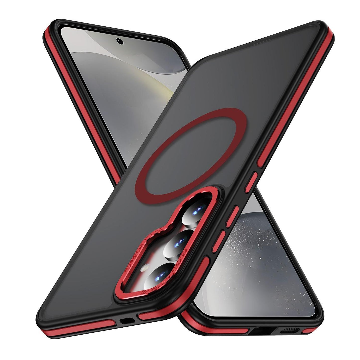 Two-tone Matte Transparent Anti-Dust Anti-Fall Bumper Shockproof Strong Magnetic Phone Case for Samsung S25Ultra S24 S23FE S23 A14 A15 A25 A35 A54 Bumper Hard Cover