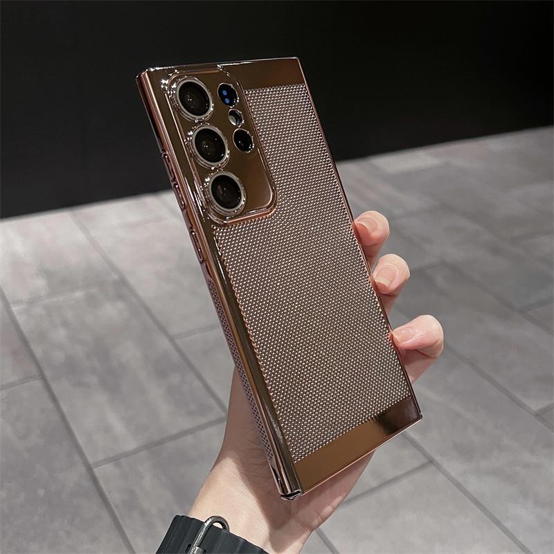 Ultra Slim Plating PC with Len Protector Cooling Phone Case For Samsung S25Ultra S24 S23 S22 S21 Note20 Shockproof Hard Full Cover