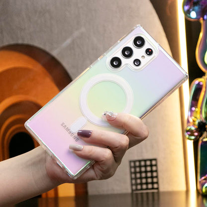 For Samsung S25Ultra S25 S24FE S24 S23 S22 Plus Ultra ZFlip6 ZFold6 5 4 3 Case, Clear Laser Colorful Magnetic, Glitter Luxury Elegant Case Camera Protection Shockproof Hard Cover