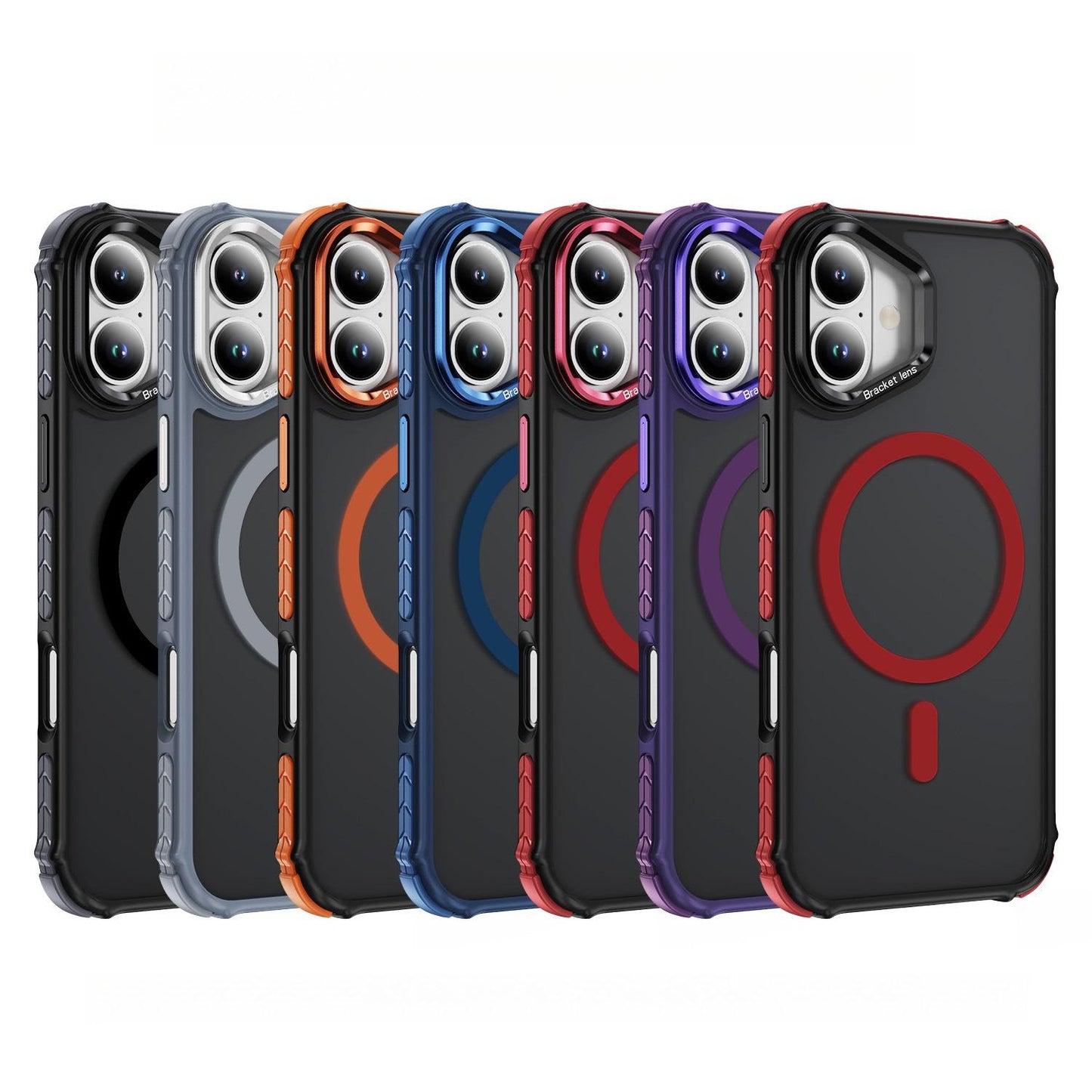 Two-Tone Matte Transparent Anti-Dust Four Corner Anti-Fall Bumper Shockproof Strong Magnetic Phone Case With Metal Camera Kickstand for iPhone 16ProMax 16 15 14 13 12 11 XR Hard Cover