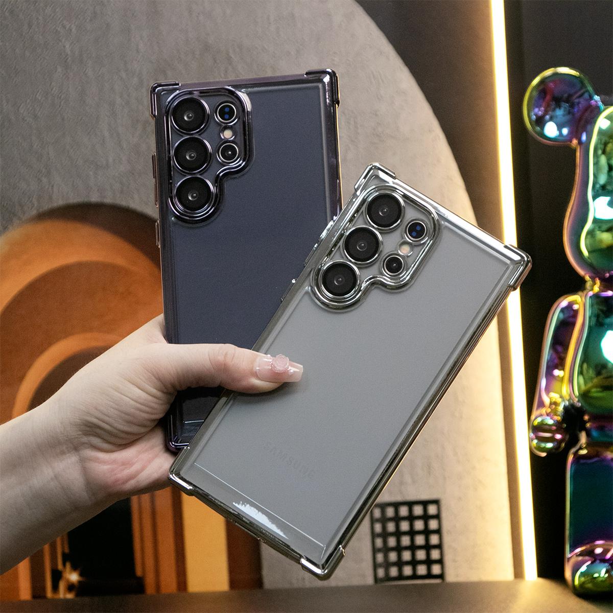 Luxury Plating Four Corners Shockproof Clear Case For iPhone 16 15 14 13 12 11 XR XSMax X/XS Transparent Built-in Camera Protector Hard Acrylic Bumper Armor Full Cover