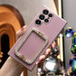 3D Crystal Square Holder Plating Phone Case For Samsung S25 S24 S23 S22 S21 Note20