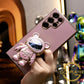 Quicksand Bear Stand Plating Phone Case for Samsung S25 25Plus 25Ultra 24 24FE 24Plus 24Ultra
