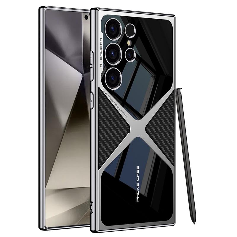 For Samsung S25Ultra S24Ultra S23Ultra Case, Leather Electroplate Cool Slim, Luxury Elegant Phone Case Camera Protection Shockproof Cover