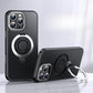 Carbon Fiber Pattern Slim PC Business Strong Magnetic Phone Case with 360 Rotating Metal Kickstand For iPhone 16ProMax 15 14 13 12 Skin Feel Bumper Shockproof Hard Full Cover