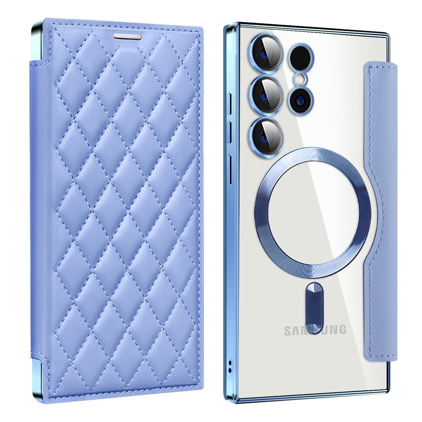 Magnetic Suction Flip Leather Case For Samsung S25 S24 S23 S22 for Magsafe Case High Leather Equipped With Lens Film Case