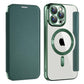 Wireless Charge Case for iPhone 16 15 14 13 Pro Max Magnetic Shockproof Flip Leather Shell Card Slot Hard PC Back Cover