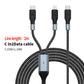 1.2m/2m 100W Super Fast Charge 2in3 Data Cable Support Laptop/Mobile Phone/Tablet USB+Type-c to C+L+C Multi-port Fast Charging Metal Head Nylon Braided Wire