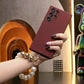 Liquid Silicone Matte Shockproof Phone Case with Pearl Metal Lanyard For Samsung S25 S24 S23 S22 S21 Note20 Camera Protect Soft Cover