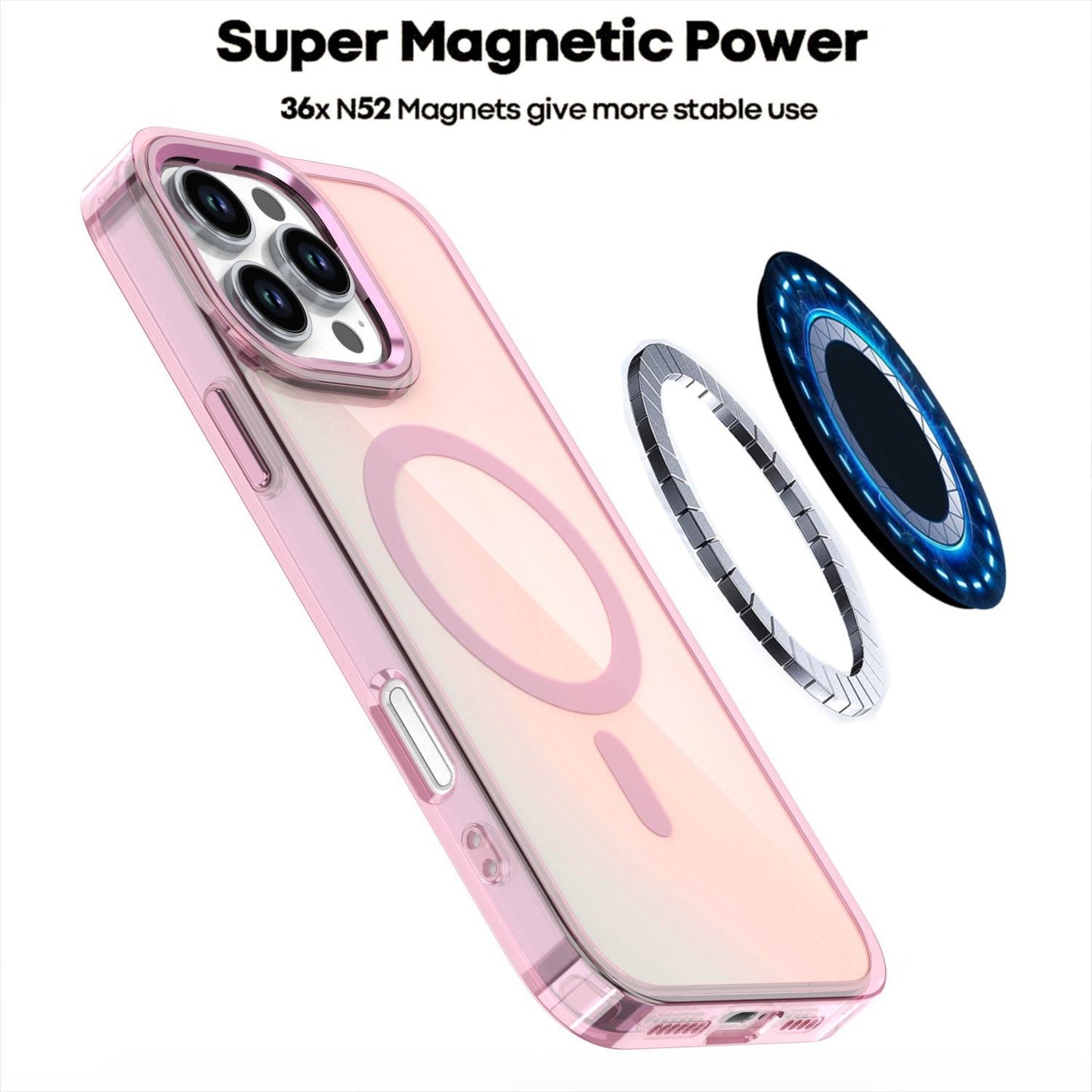 Slim Laser Gradient Chameleon Strong Magnetic For Magsafe Wireless Charging Phone Case For iPhone 16 15 14 13 12 11 Pro Max Plus Metal Frame TPU Acrylic Shockproof Hard Full Cover