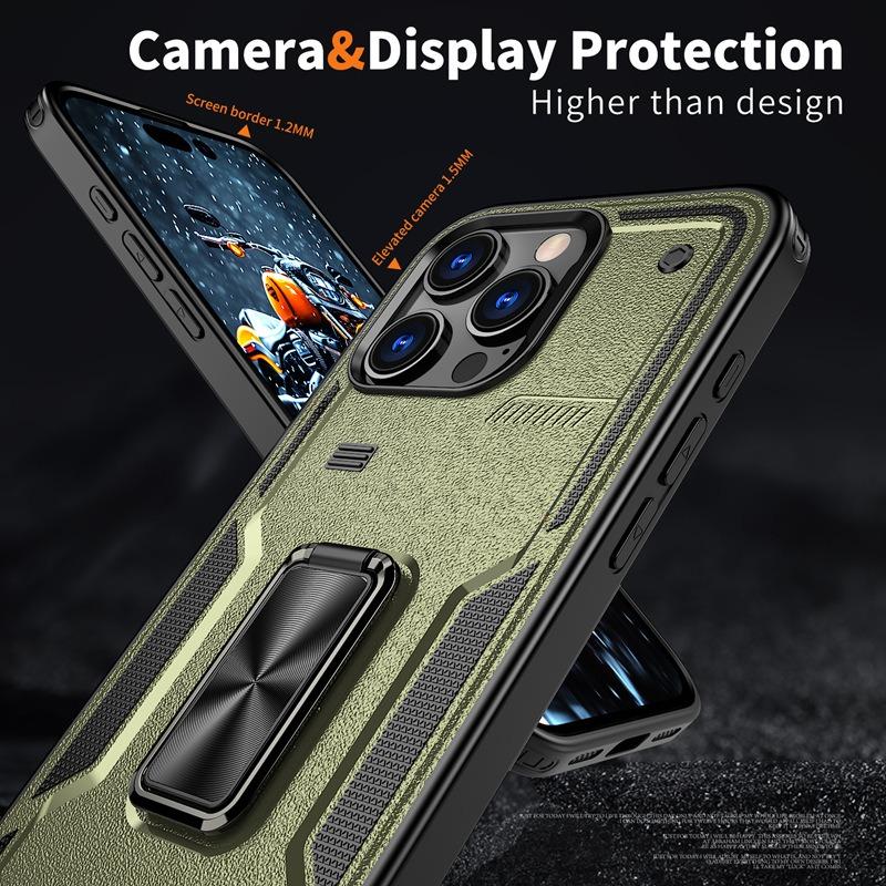 Anti-Dust Matte Anti-Fall Heavy Duty Protection Shockproof Phone Case With Kickstand for iPhone 16ProMax 16 15 14 13 12 11 XR Bumper Hard Full Cover