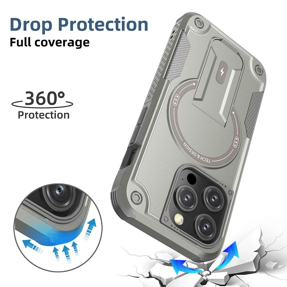Anti-Dust Anti-Fall Heavy Duty Protection Shockproof Magnetic Phone Case With Kickstand for iPhone 16ProMax 16 15 14 13 12 11 Bumper Matte Hard Cover