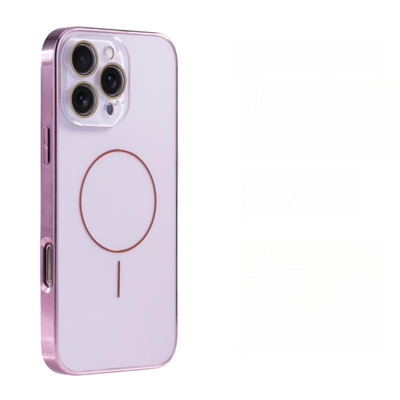 AG Glass Plating Fine Ring Strong Magnetic Phone Case With Len Protector For iPhone 16ProMax 15 14 13 12 11, Phone Handfeel Hard Full Cover