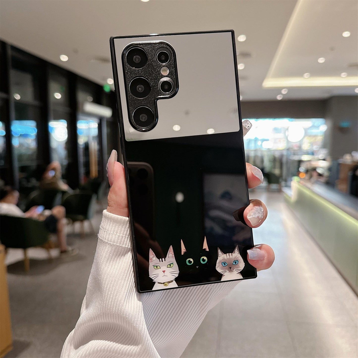 For Samsung S25Ultra S25 S24 S23 S22 S21 Phone Case, Luxury Glitter Rabbit Dinosaur Cat Mirror Cartoon Plating Acrylic, Camera Protection Hard Full Cover